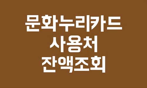 문화누리카드 사용처
문화누리카드 잔액조회
