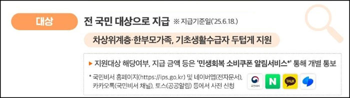민생회복 소비쿠폰 지원대상